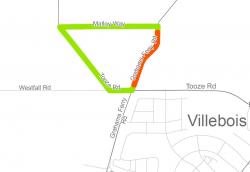 map of closed segment of Grahams Ferry Road, north of Tooze Rd.