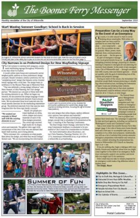 Cover of the Sept. 2018 Boones Ferry Messenger